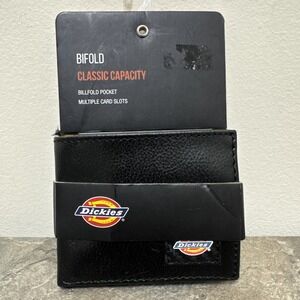Dickies Bifold Classic Capacity Wallet - Black Leather *NEW*